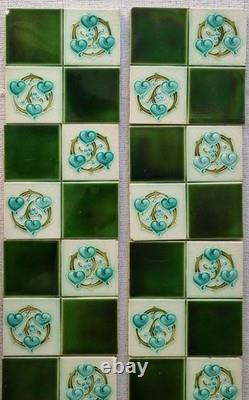 10 Beautiful Antique Art Nouveau 6x 6 Victorian Tile by Corn Bros circa 1900s