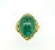 10k Yellow Gold Art Nouveau Green Genuine Natural Turquoise Ring (#j4493)