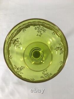 (11) St Louis Crystal STL22 Chartreuse Gold Encrusted 7.375 Inch WINE HOCKs
