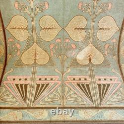 136x50 c1900 Art Nouveau Velvet French green Textile Museum Quality Chateau Dec