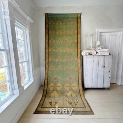 136x50 c1900 Art Nouveau Velvet French green Textile Museum Quality Chateau Dec