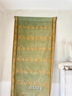 136x50 c1900 Art Nouveau Velvet French green Textile Museum Quality Chateau Dec