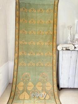 136x50 c1900 Art Nouveau Velvet French green Textile Museum Quality Chateau Dec