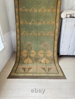 136x50 c1900 Art Nouveau Velvet French green Textile Museum Quality Chateau Dec