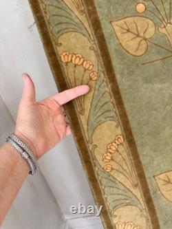 136x50 c1900 Art Nouveau Velvet French green Textile Museum Quality Chateau Dec