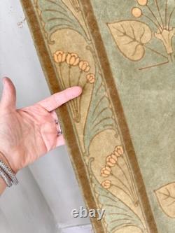 136x50 c1900 Art Nouveau Velvet French green Textile Museum Quality Chateau Dec