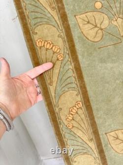 136x50 c1900 Art Nouveau Velvet French green Textile Museum Quality Chateau Dec