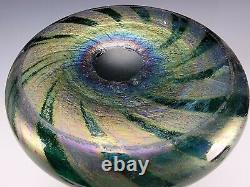 13.5 Antique Rindskopf Art Nouveau Iridescent Banded Striped Art Glass Vase