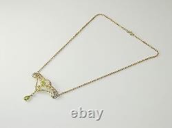 15 carat gold Seed Pearl & Peridot necklace art nouveau circa 1900 0.80 carats