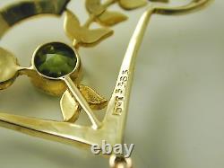 15 carat gold Seed Pearl & Peridot necklace art nouveau circa 1900 0.80 carats