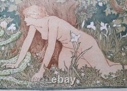 1895 Original Pre-raphaelite Woodcut John Dickson Batten, Eve And The Serpent