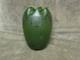 1900 Art Nouveau Green Satin Glass Vase Carl Goldberg Silver Overlay Arabesque