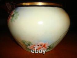 1900 LIMOGES D&Co FRANCE HAND PAINTED JARDINIERE, VASE, PLANTER, RED POPPIES 10