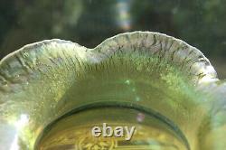 1900's Art Nouveau green iridescent antique glass vase