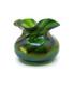 1900's Art Nouveau Green Iridescent Antique Glass Vase, Bohemia