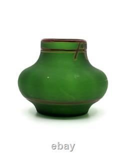 1900's antique Art Nouveau green glass vase