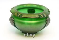 1900's antique Art Nouveau green iridescent decorated glass vase
