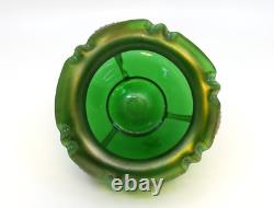 1900's antique Art Nouveau green iridescent decorated glass vase