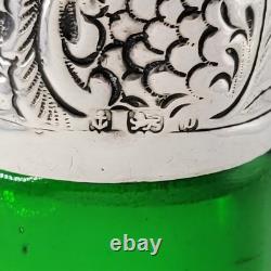 1901 Silver Art Nouveau Sterling Silver Green Perfume Scent Bottle