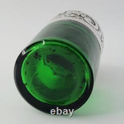 1901 Silver Art Nouveau Sterling Silver Green Perfume Scent Bottle