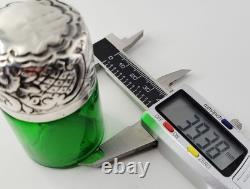 1901 Silver Art Nouveau Sterling Silver Green Perfume Scent Bottle