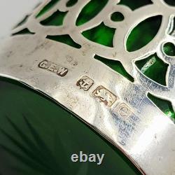 1904 Silver Art Nouveau Sterling Silver Green Perfume Scent Bottle