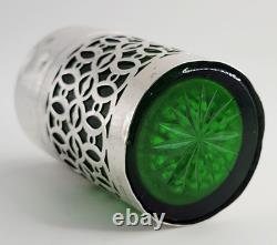 1904 Silver Art Nouveau Sterling Silver Green Perfume Scent Bottle