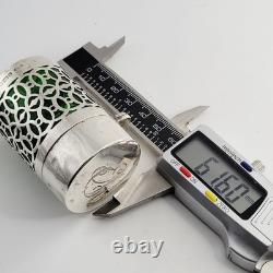 1904 Silver Art Nouveau Sterling Silver Green Perfume Scent Bottle