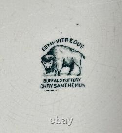 1905 Buffalo Pottery Ironstone Wash Basin and Pitcher Green Chrysanthemum