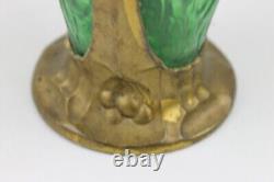 1905 Friedrich Adler for Loetz Art Nouveau gilt pewter mounted green glass vase