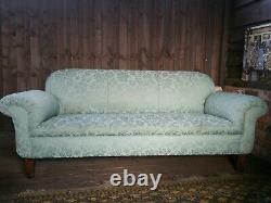 1920s/1930s THREE SEATER SOFA IN FLORAL DUCK EGG GREEN SIMPLE AND ELEGANT G. COND
