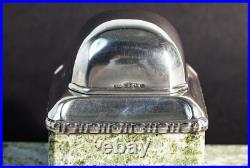 1921 Art Nouveau Light Green Granite Tray 800 Silver Ink Well GAB T7 Sweden