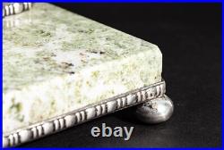 1921 Art Nouveau Light Green Granite Tray 800 Silver Ink Well GAB T7 Sweden