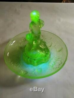 1930s Uranium Glass Peter Pan & Wendy Posy Bowl by Walther & Sohne