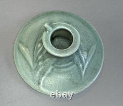 1939 Roseville Crystal Green Velmoss II Pottery Candle Holders 1138 Art Nouveau