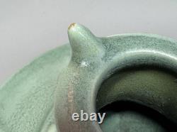 1939 Roseville Crystal Green Velmoss II Pottery Candle Holders 1138 Art Nouveau