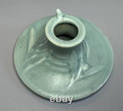 1939 Roseville Crystal Green Velmoss II Pottery Candle Holders 1138 Art Nouveau