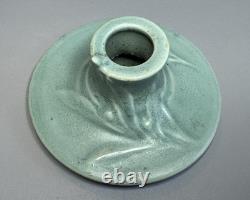 1939 Roseville Crystal Green Velmoss II Pottery Candle Holders 1138 Art Nouveau