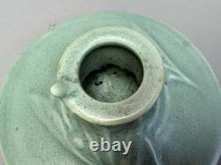 1939 Roseville Crystal Green Velmoss II Pottery Candle Holders 1138 Art Nouveau