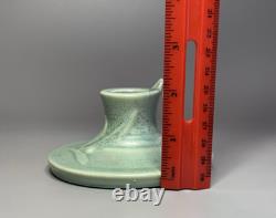 1939 Roseville Crystal Green Velmoss II Pottery Candle Holders 1138 Art Nouveau