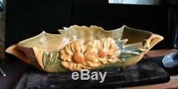 1942 Art Pottery Roseville Peony 14 Console Bowl #433 withFlower Frog #47