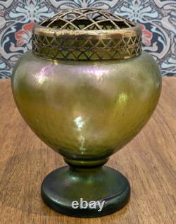 19th Century Bohemian Czech Kralik Art Nouveau Iridescent Glass Vase Antique