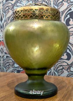 19th Century Bohemian Czech Kralik Art Nouveau Iridescent Glass Vase Antique