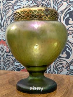 19th Century Bohemian Czech Kralik Art Nouveau Iridescent Glass Vase Antique