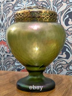 19th Century Bohemian Czech Kralik Art Nouveau Iridescent Glass Vase Antique