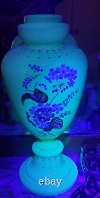 19th Century Hand Blown Bohemian Opaline Art Glass Uranium Vase Art Nouveau