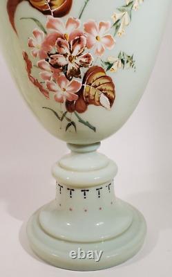 19th Century Hand Blown Bohemian Opaline Art Glass Uranium Vase Art Nouveau