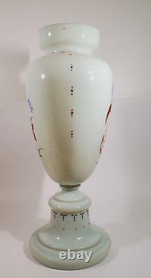 19th Century Hand Blown Bohemian Opaline Art Glass Uranium Vase Art Nouveau
