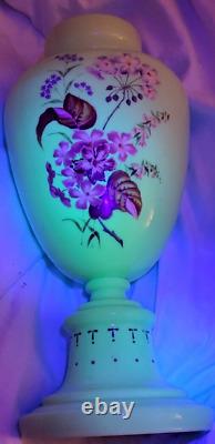 19th Century Hand Blown Bohemian Opaline Art Glass Uranium Vase Art Nouveau