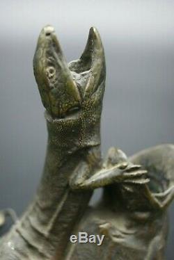 19th Susse Freres Bronze Inkwell Lizard & Frog Finest Quality Unmarked France